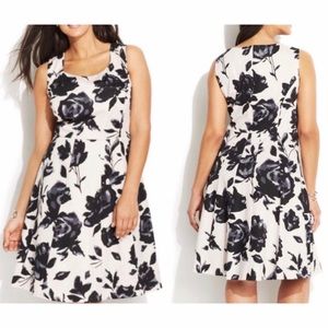 INC Gray and Black A-Line Fully Lined Dress